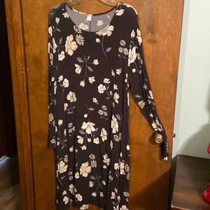 Old Navy XL blue dress with tan and grey flowers